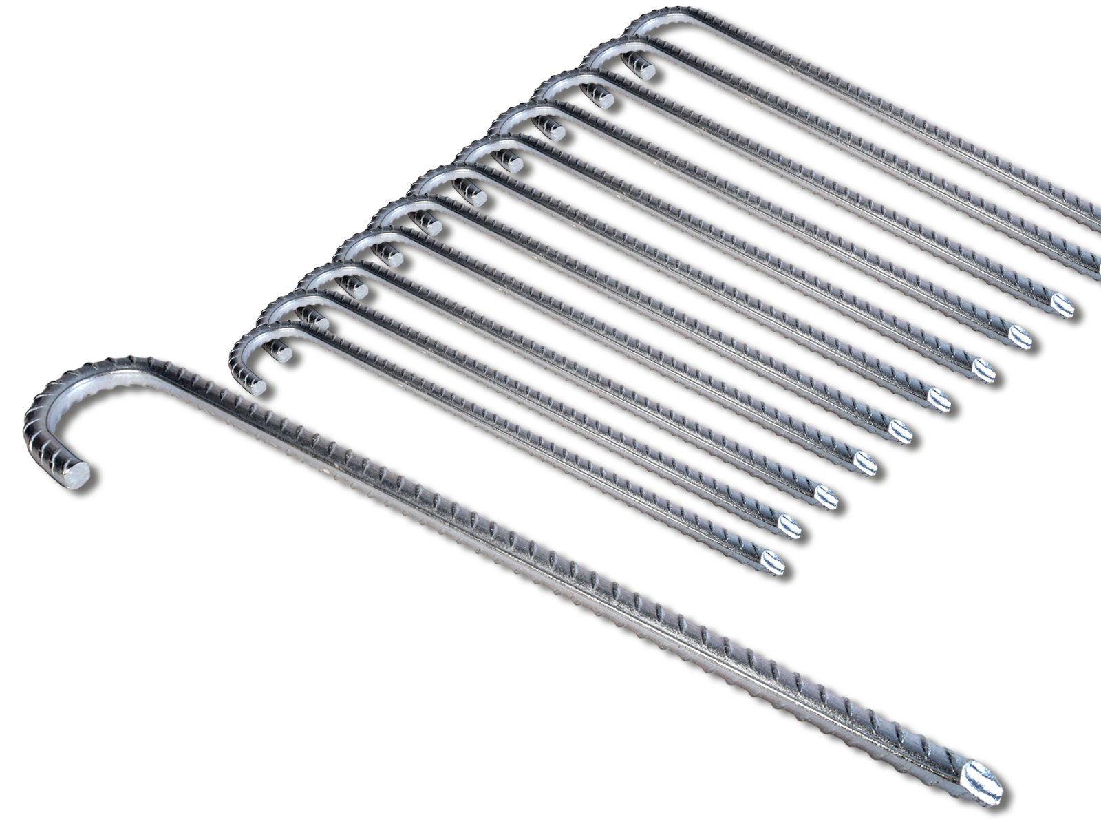 K&B Vertrieb Bodenanker XL Heringe 38cm Silber Erdnagel Erdanker Erdspieß Bauanker Nagel Zelt Zelthering 300 (12 Stück - Ø 12mm)