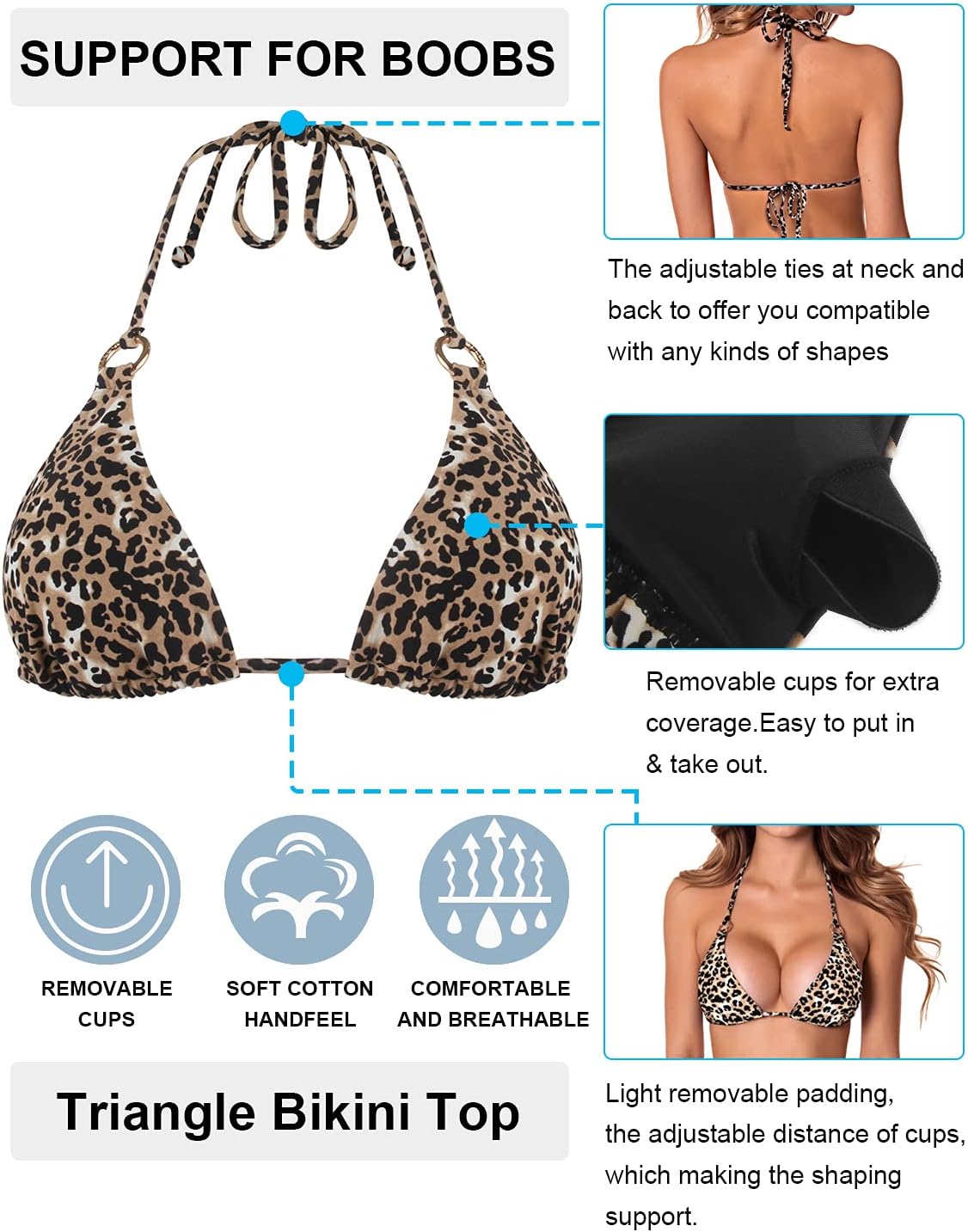 RELLECIGA Women's Triangle Bikini Top