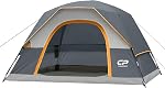 CAMPROS CP Tente 2/4/6 Tente pour personne, Tente de camping imperméable avec pluie, Grandes Fenêtres Mesh, Porte plus large, Installation facile, Portable avec sac de transport