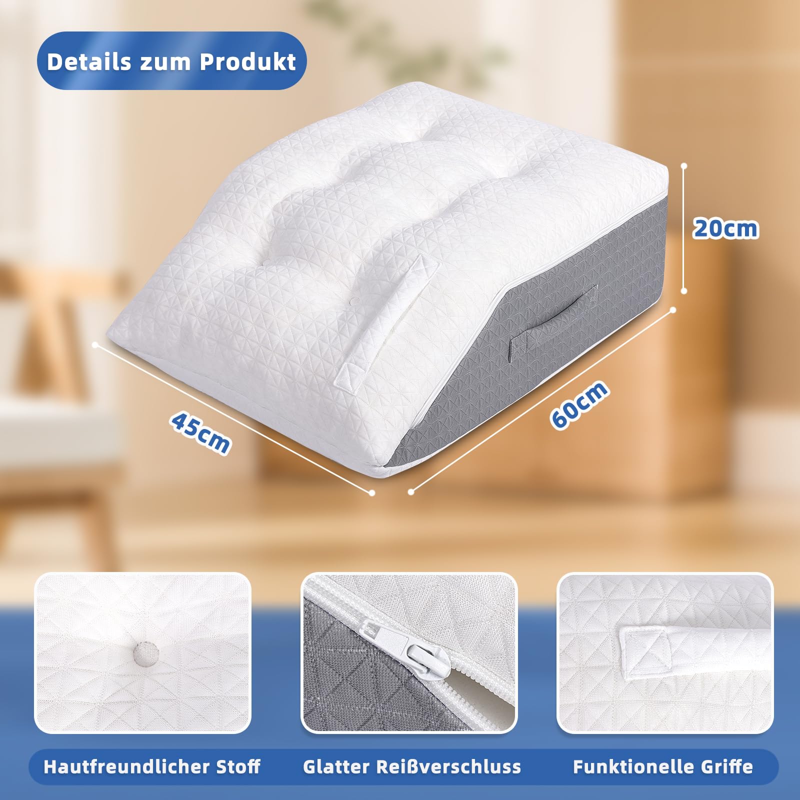 Cuscino per le vene, cuscino per l'elevazione delle gambe in memory foam, cuscino per alleviare le gambe, cuscino di posizionamento con fodera rimovibile, cuscino per gambe a doppio strato per