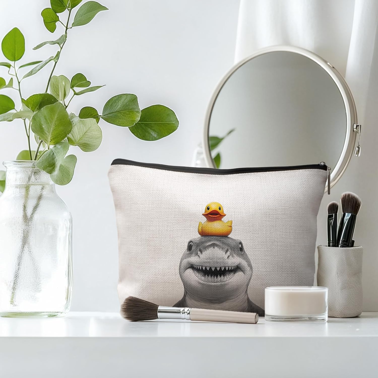 Shark Coastal Beach Makeup Bag, Shark Lover Gifts Cosmetic Toiletry Bags for Women, Gifts for Beach Lovers, Ocean Animal Makeup Zipper Pouch - Image 2