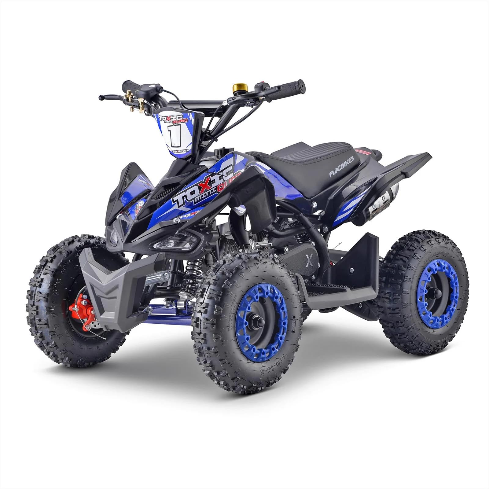 Toxic 50cc Blue Kids Mini Petrol Quad Bike, 29 km/h = 18 mph Top Speed, 2 Stroke - Single Cylinder, Rocker On-Off Kill Switch