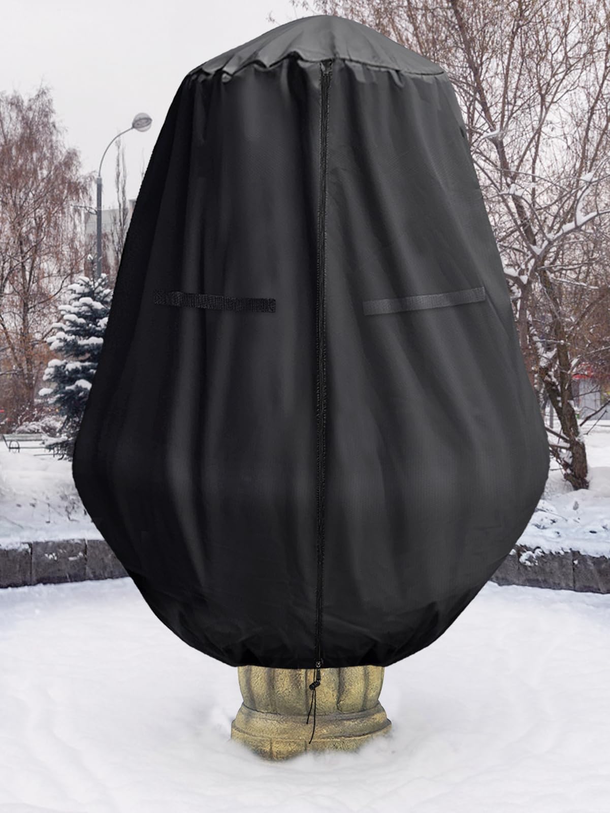 Housse de protection fontaine jardin Oxford 420D 122 x 172 cm résistante intempéries fermeture éclair cordon serrage