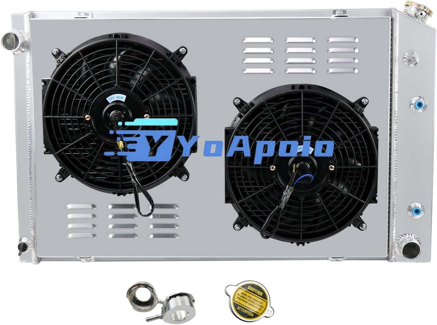 3 Row Radiator Shroud Fan For 1973-1987 Chevy C/K C10 C20 C30 K10/K20 GMC Truck 74 75 76 77 78 79 80 81 82 83 84 85 86 Radiators