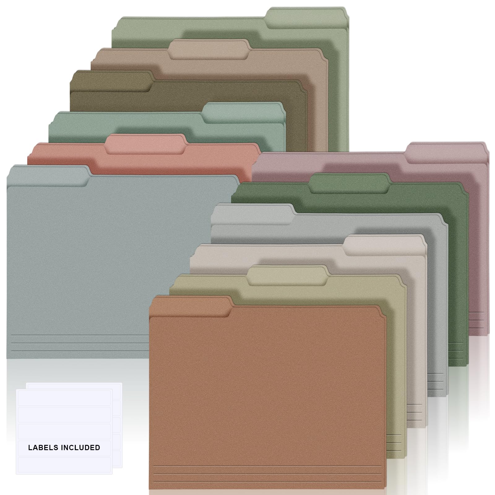 Resholder 24 Pcs File Folders 9.5x11.6 Inch Manilla Folders Letter Size with 1/3 Cut Tabs 12 Colored Office Home School Organizers for Documents,