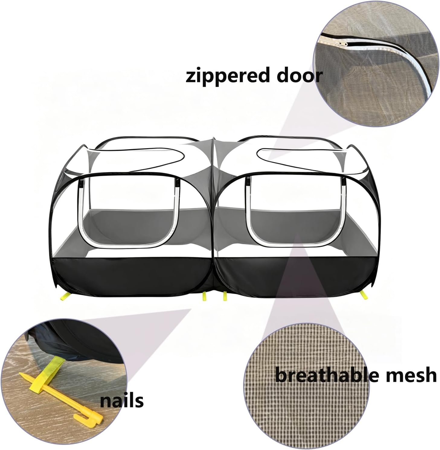 Small Animals Playpen, Portable Chicken Run Coop Large Chick Brooder Pet Cage Tent with Zipper Doors, Breathable Mesh Walls, Foldable Pet Enclosure for Cat Puppy Kitten Rabbits Indoor Outdoor