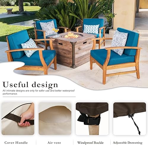 Miniatura 5 de BRIVIC Fundas impermeables para muebles de patio, fundas para sillas de césped al aire libre, se adaptan a hasta 36 pulgadas de ancho x 37 pulgadas