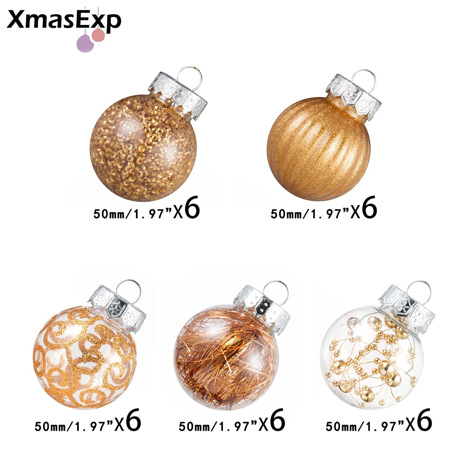 Amazon.co.jp: XmasExp 30個 クリスマスボールオーナメントセット