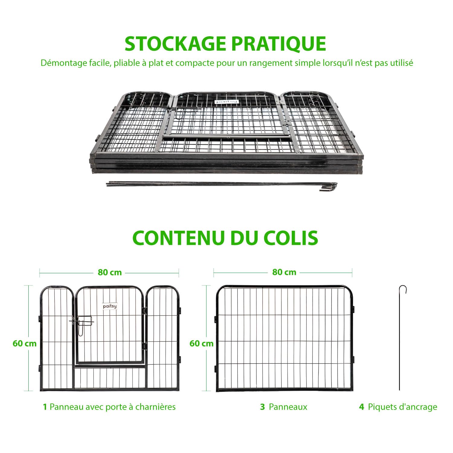 GARDEO Parque para Perro Modular 80x60x4 cm 4 Paneles 0,64 m² Plegable Interior y Exterior