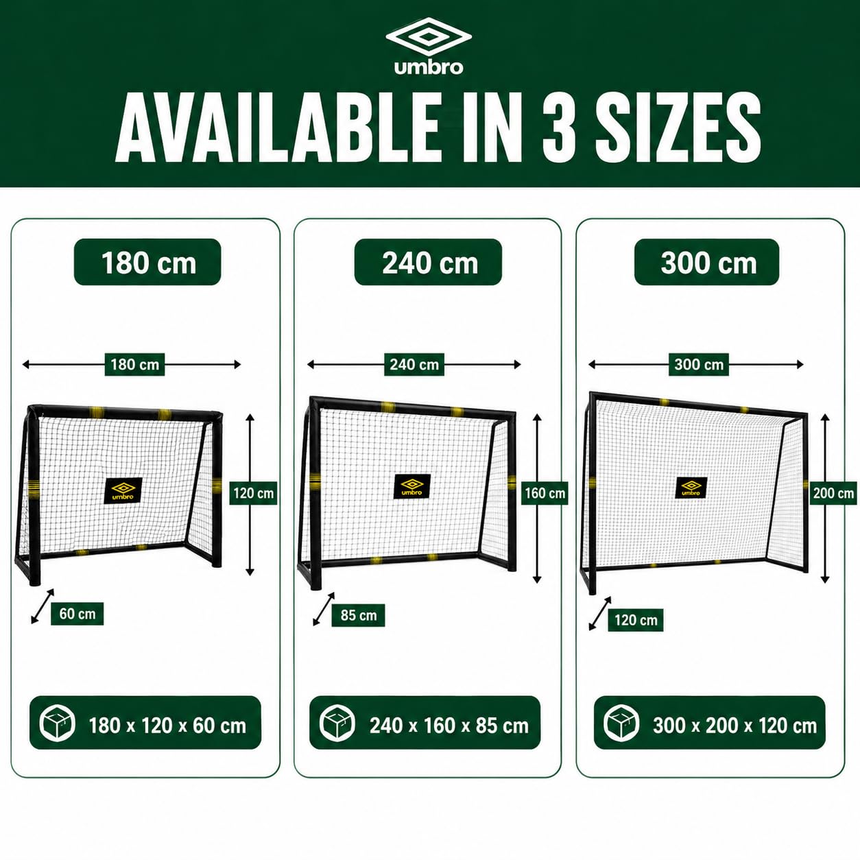 Umbro Bramka do piłki nożnej – bramka do piłki nożnej 240 x 160 x 8 cm – bramka do piłki nożnej – bramka do piłki nożnej do ogrodu, dla dzieci i dorosłych – akcesoria treningowe do użytku wewnątrz i