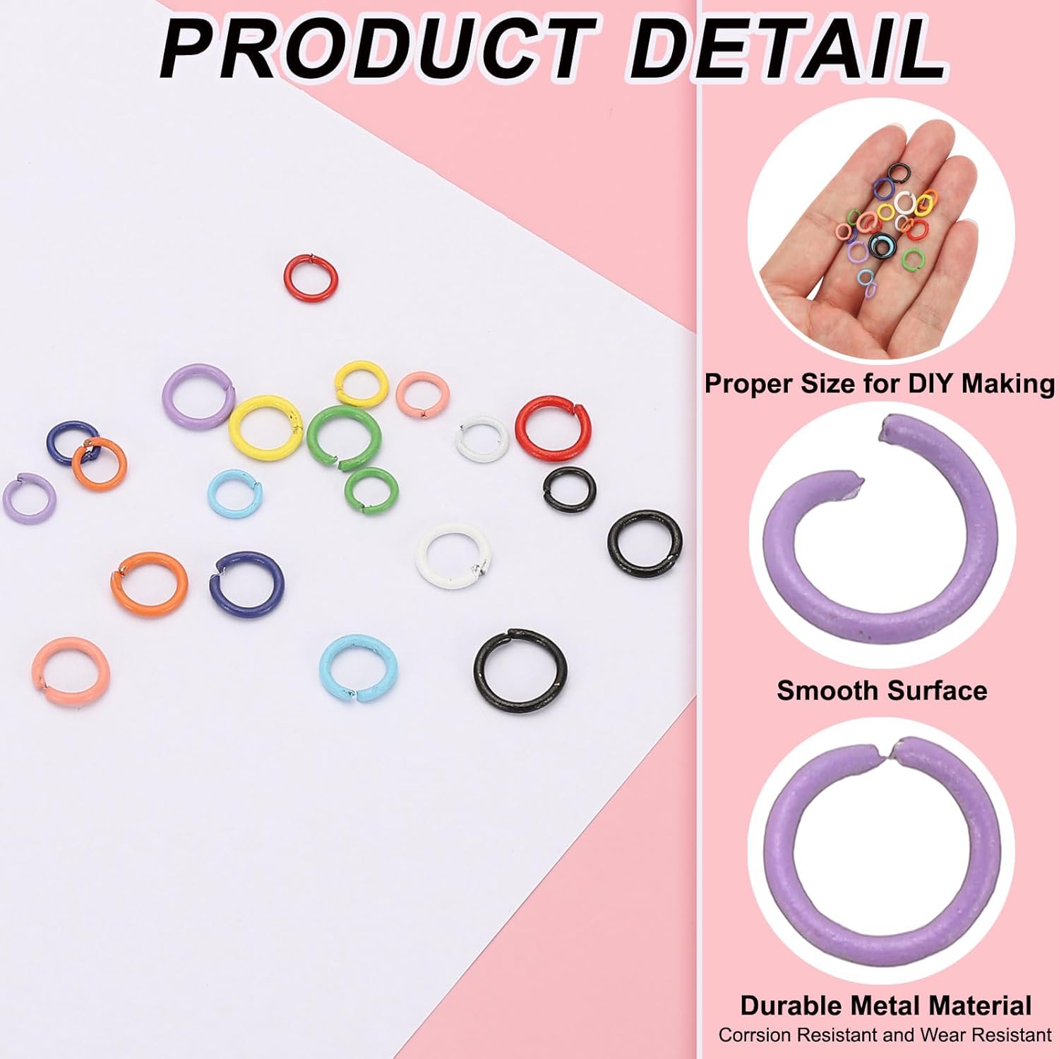 PATIKIL Open Jump Rings, 400 Pcs 8mm Round Ring Charm Loops Connector for Jewelry Making Supplies DIY Craft Keychains Necklaces Earrings, Purple - Image 3