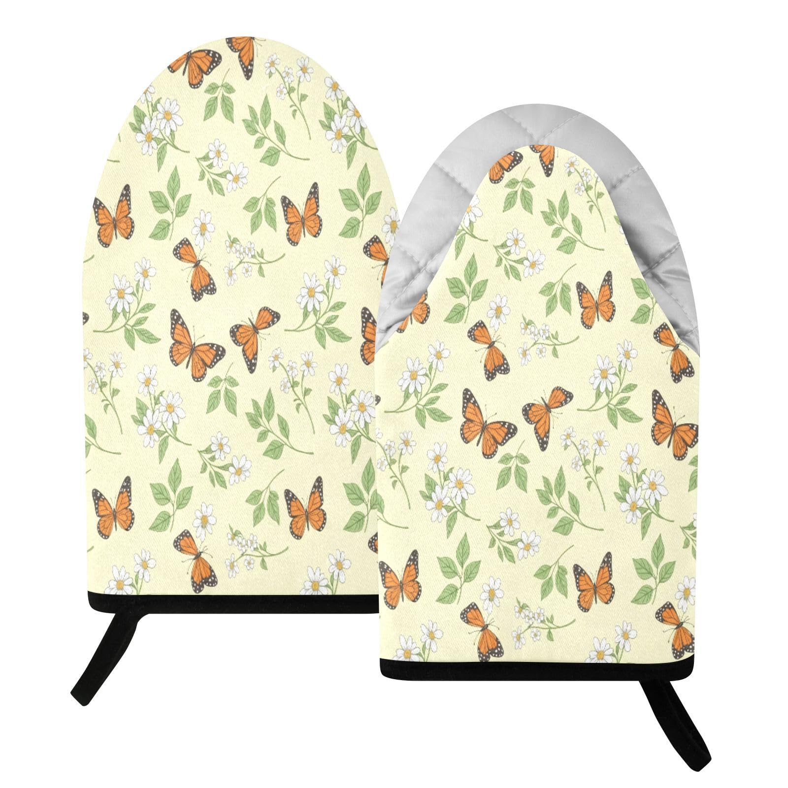 BURSTDDY Butterfly Oven Mitt,Heat Resistant Kitchen Mitts for Cooking