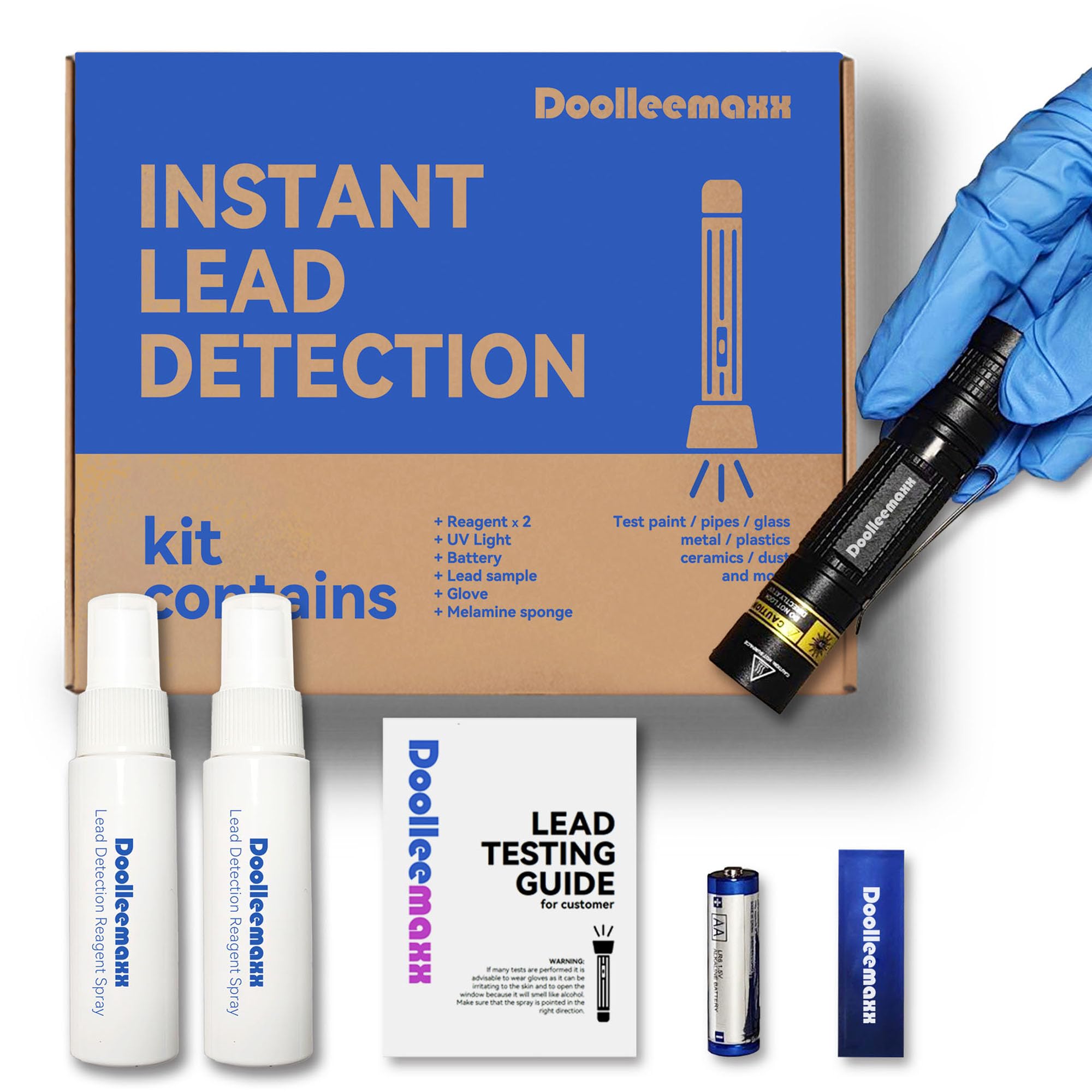 Kit de test pour peinture au plomb | Jusqu'à 4800 utilisations | Lumière UV visible