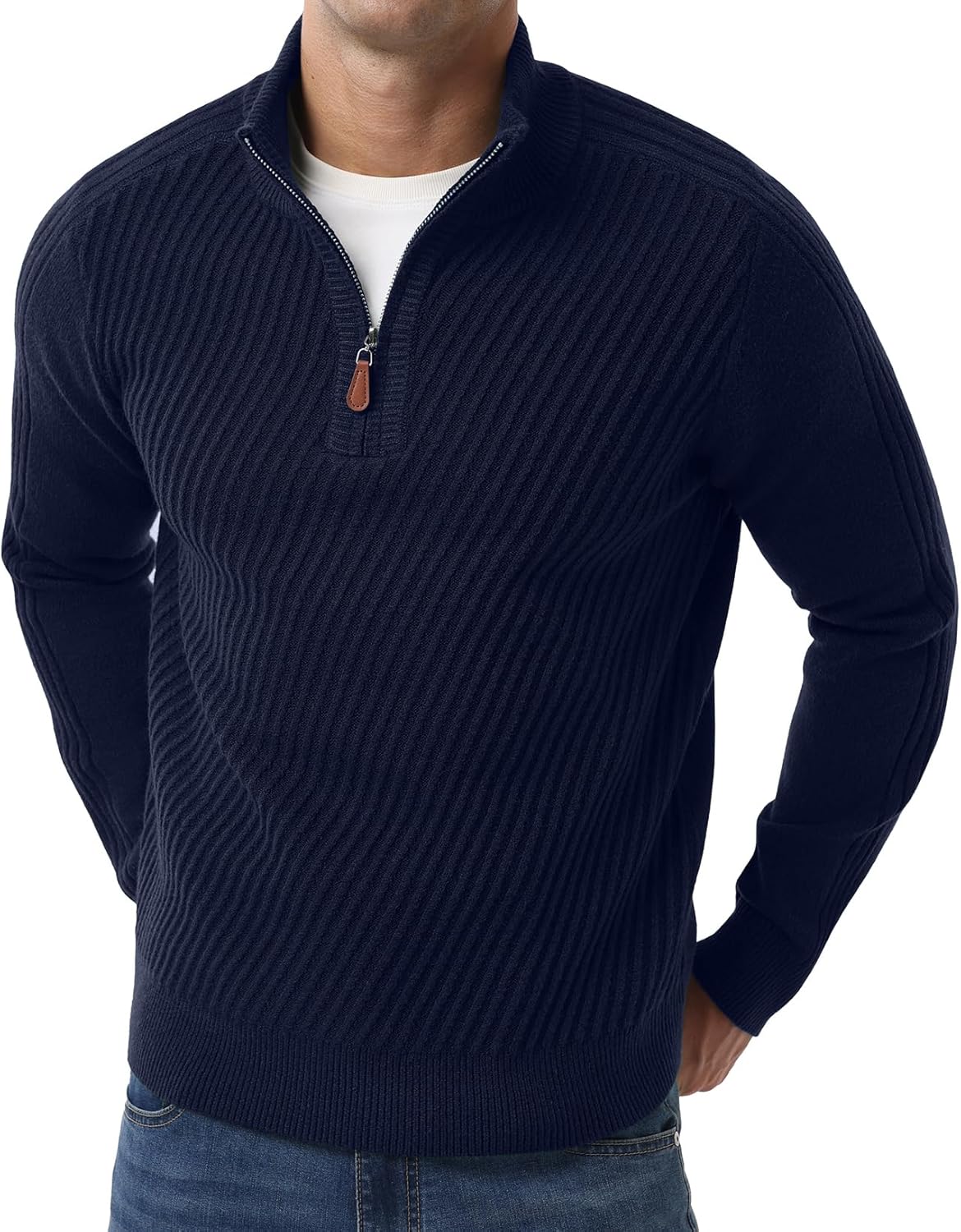 Sailwind Men's Quarter Zip Up Pullover Knit Texture Sweater Casual Long Sleeve Sweaters - Image 3