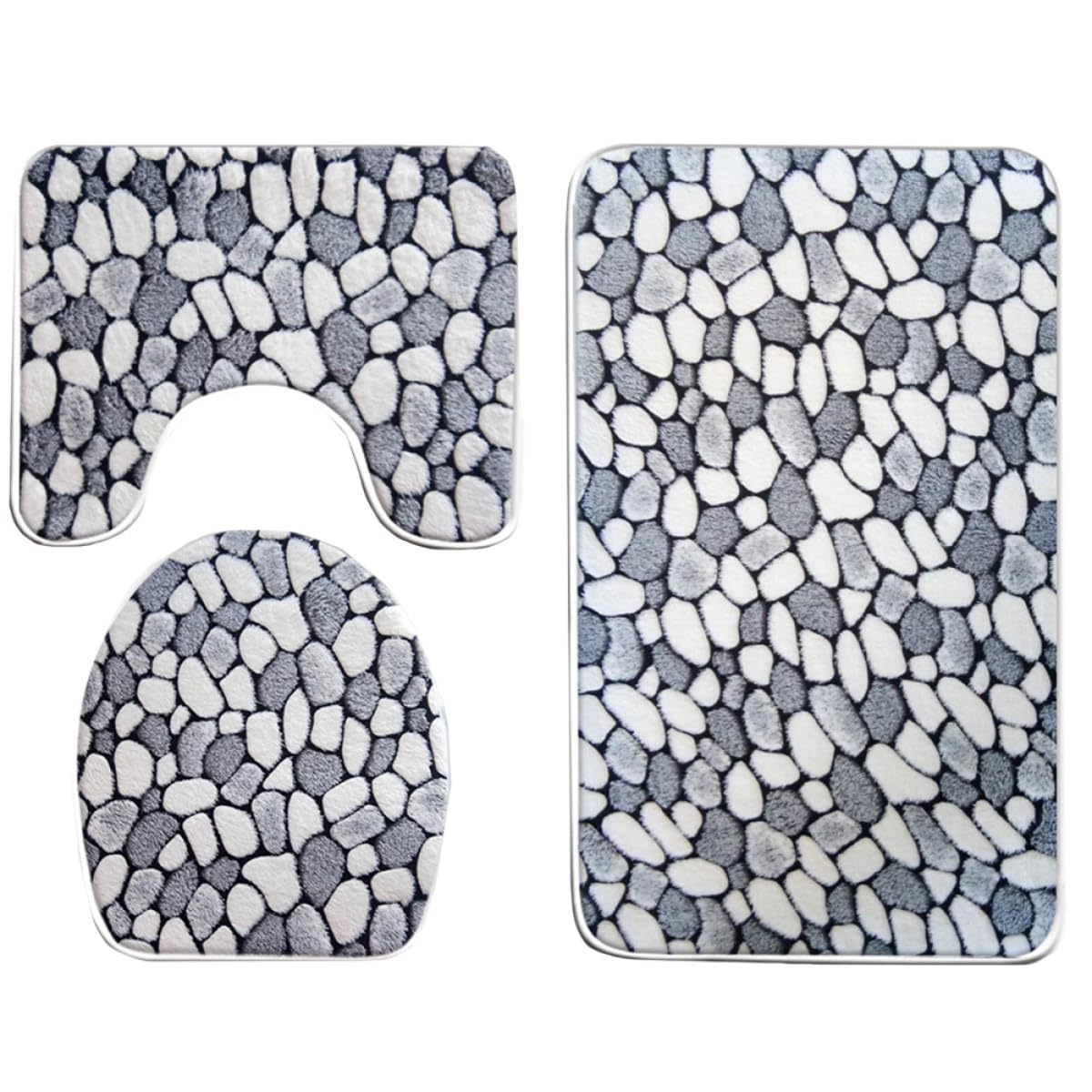 Alfombrillas de baño transpirables y antideslizantes de forro polar coral, set de 3 piezas