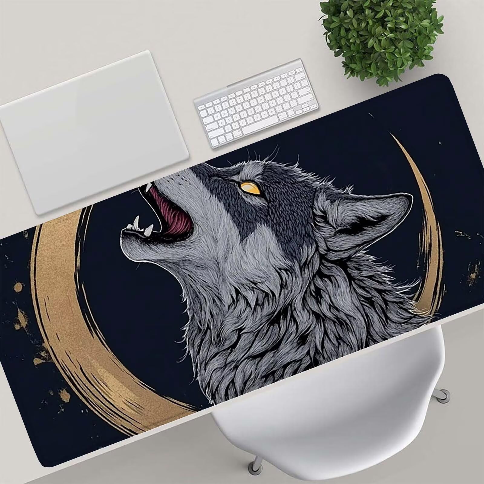 Tappetino Mouse Gaming, 1200x600mm Tappetino Mouse XXL nero 0c0-330 | Mouse Pad Grande, Ottimizzato per i Sensori da Gioco, Migliora Precisione e Velocità, per Mac e PC, lupi