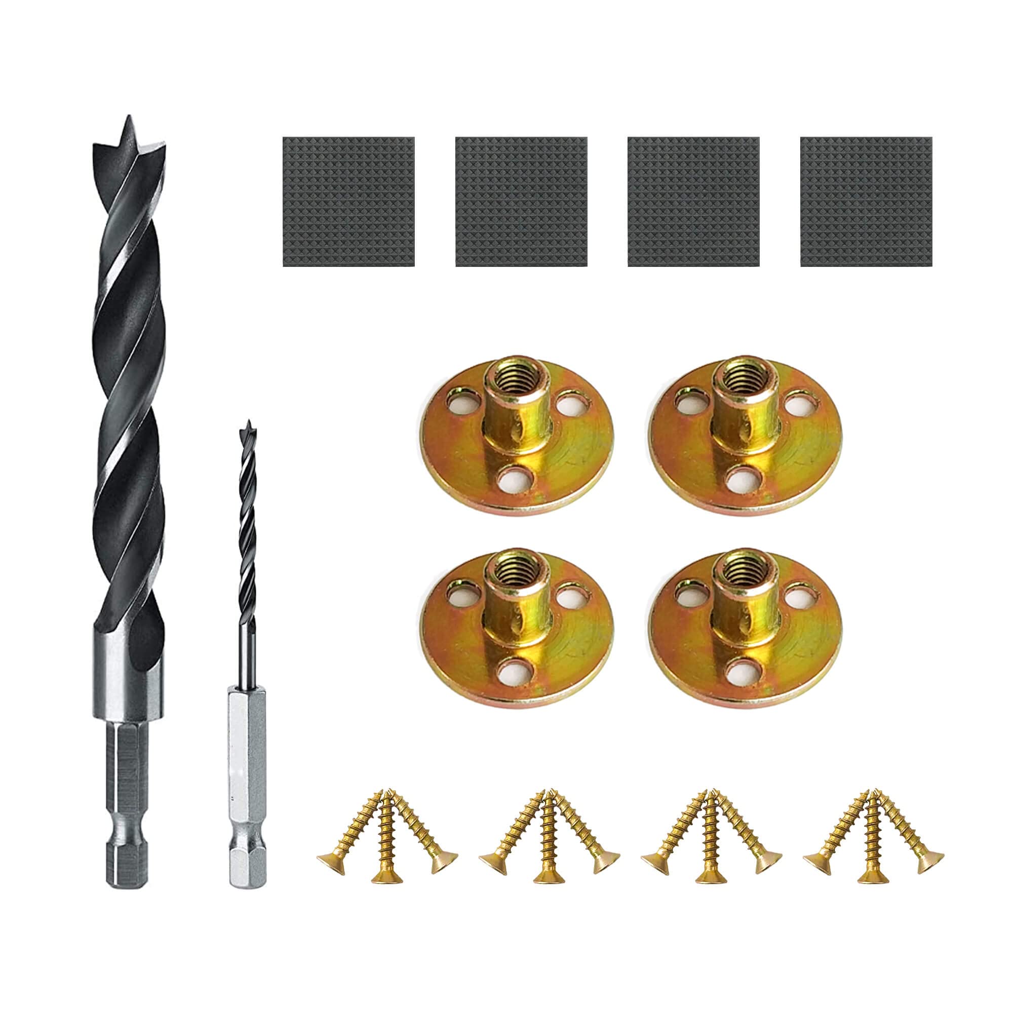 Sofa Legs Attachment Kit — Includes 2 Drill Bits:12mm, 3mm, Sofa Leg Mounting Plate, Industrial Strength Carbon Steel M8 T-Nuts, Screws, for Repairing Weak Furniture, Armchair, Couch and Felt Pads