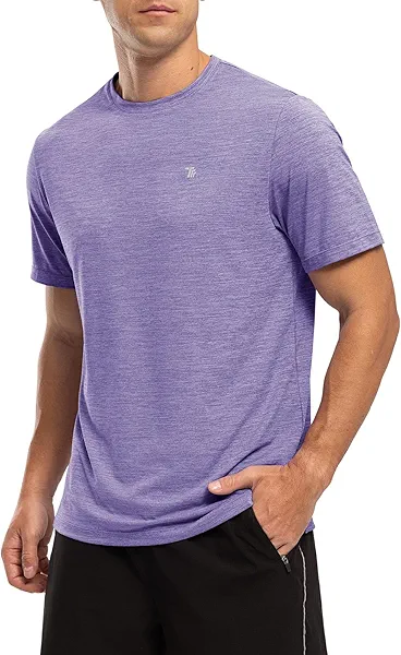 TBMPOY Men's Workout Shirt Dry Fit Quick Dry UPF 50+ Athletic T-Shirt Moisture Wicking Lightweight Top Running Activewear