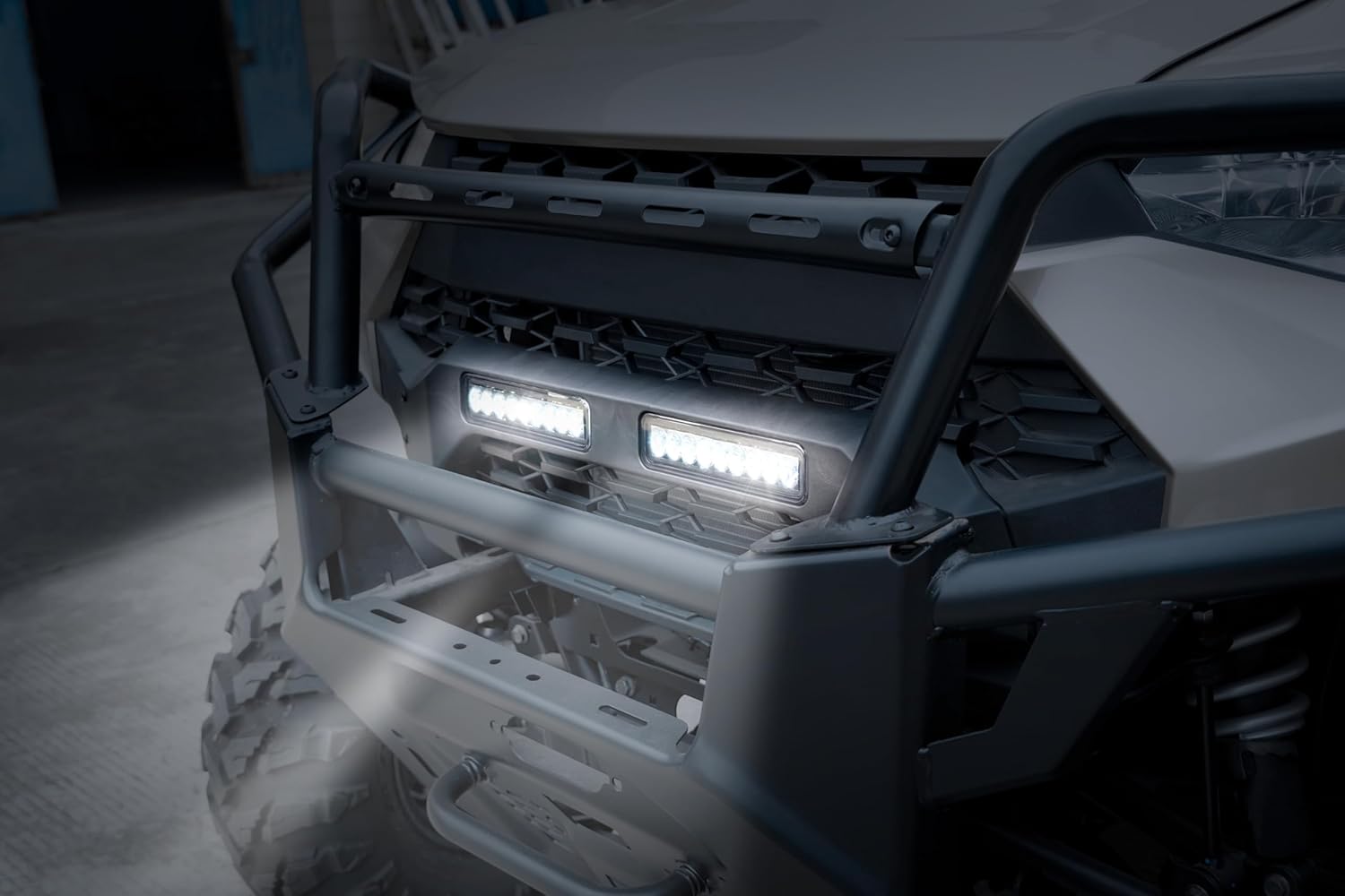 SAUTVS Front Mesh Grill for Ranger XP 1000 2020-2024, Waterproof Black Mesh Grille with LED Light Bar for Polaris Ranger XP 1000 2020-2024 Accessories (1PCS)