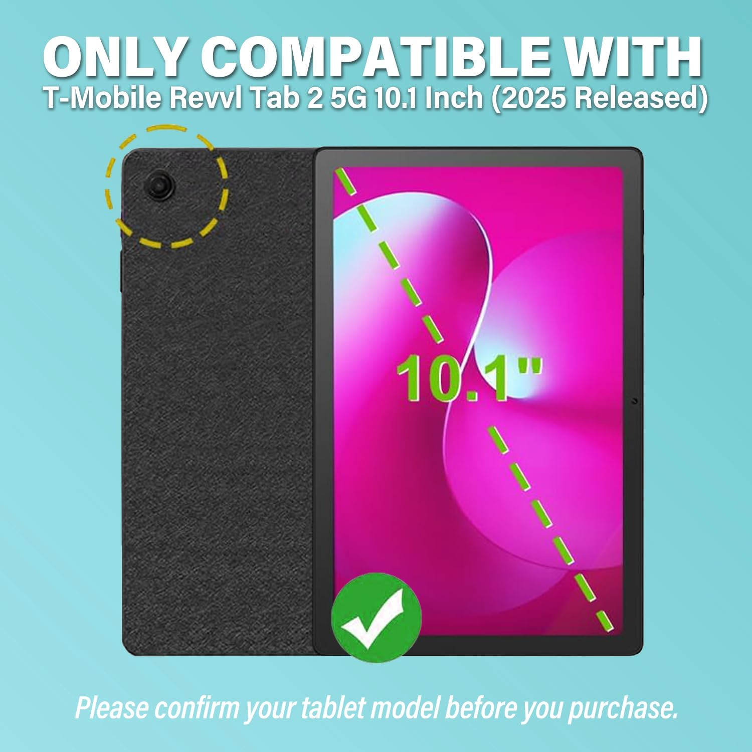Backlit Touchpad Keyboard Case for T-Mobile REVVL Tab 2 Tablet 10.1 Inch 2025, 3-Zone Backlit Wireless Trackpad Keyboard with Protective Slim Stand Case for 10.1” T-Mobile Revvl Tab 2 5G
