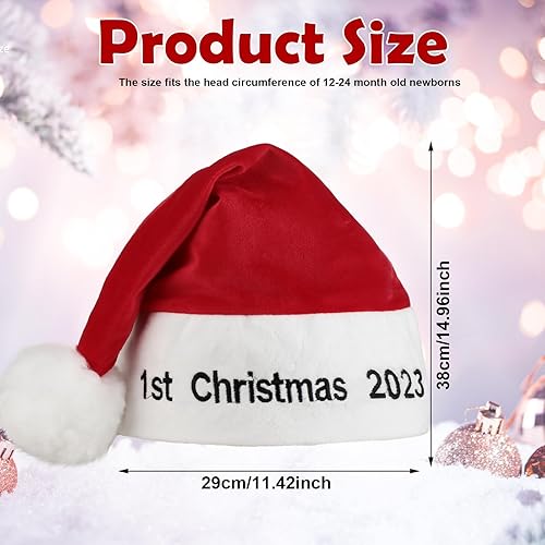 Miniatura 2 de Eurzom Sombrero de Papá Noel para la primera Navidad, para bebé, invierno, para bebé, para recién nacido