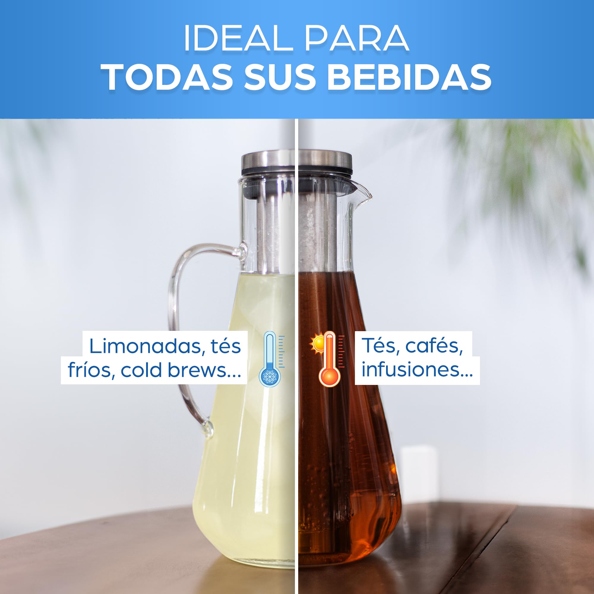 ORINKO® Jarra Cristal con Tapa 1,6L - Jarra de Agua Cristal para Infusiones - Ideal para Té, Limonada y Sangría - Jarra de Vidrio para Nevera - Diseño Elegante y Práctico para el Hogar