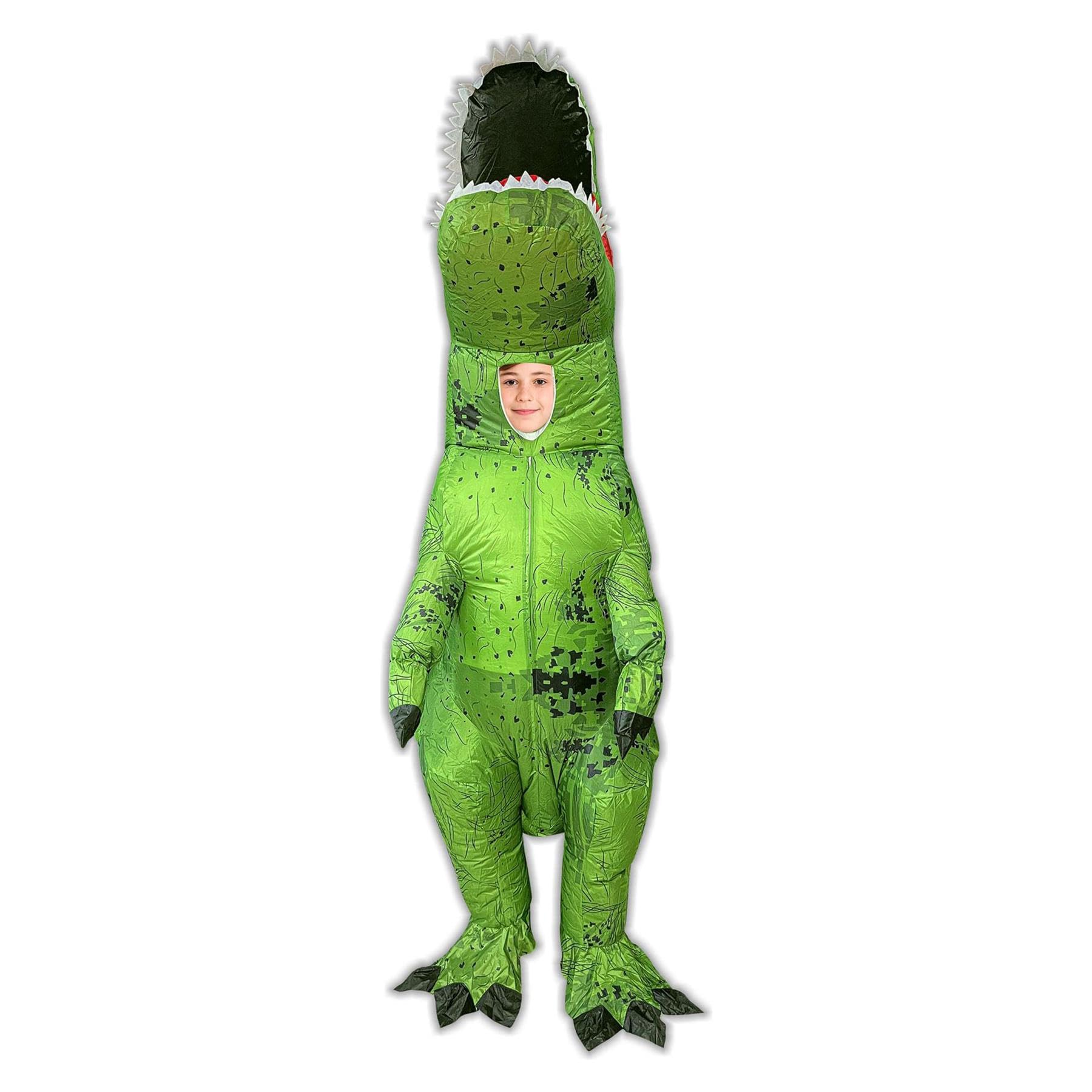 A2Z 4 Kids Nadmuchiwany kostium dinozaura na Halloween dla chłopców, dziewcząt, dzieci, T-Rex, fantazyjny strój z wachlarzem i akumulatorem, zielony, jurajski, Halloween, przyjęcie, cosplay, kostiumy