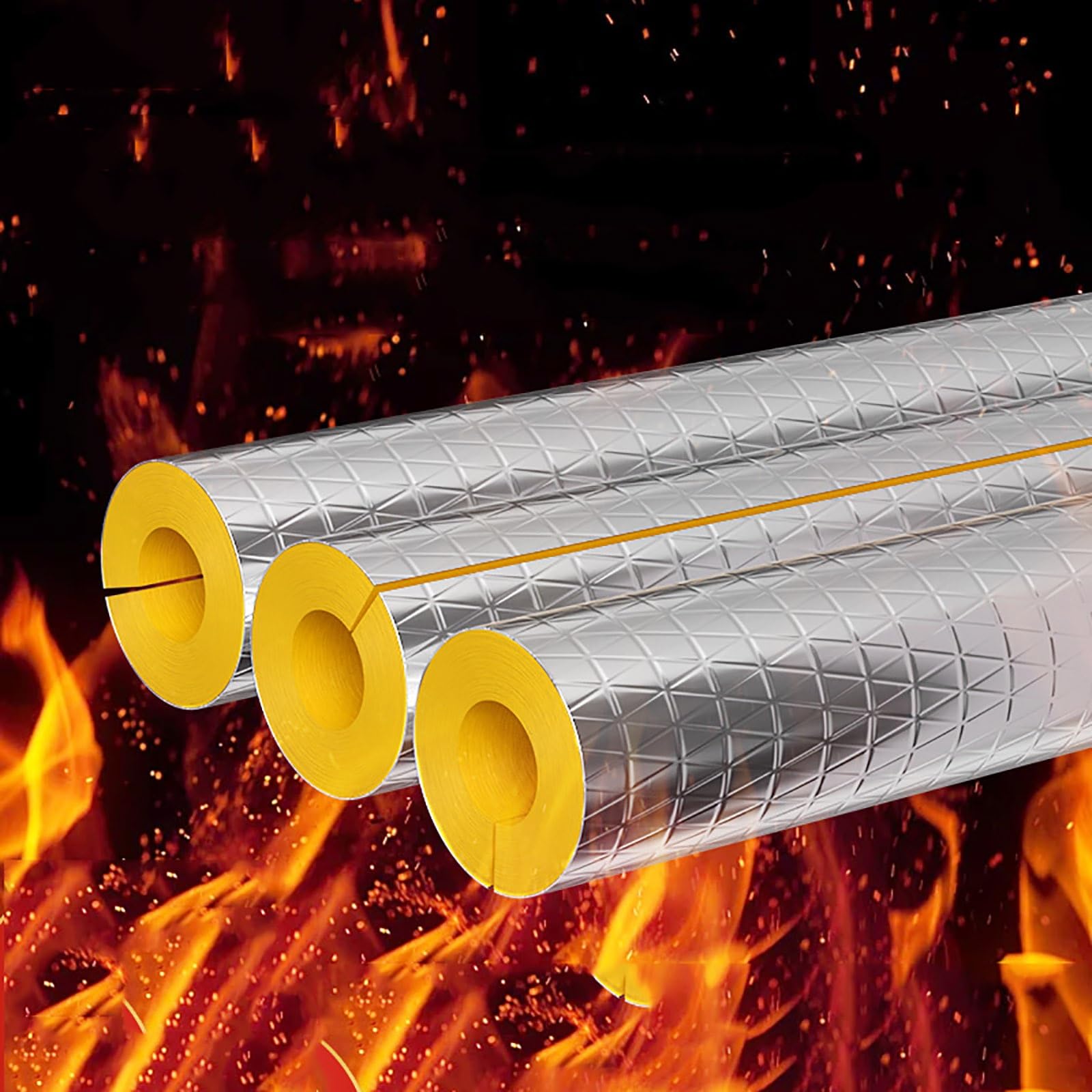 Rura z pianki izolacyjnej do rur, pianka samoprzylepna, rura z folii aluminiowej z wełny szklanej, redukcja hałasu, amortyzacja wstrząsów, średnica 219 mm, 50 mm TH