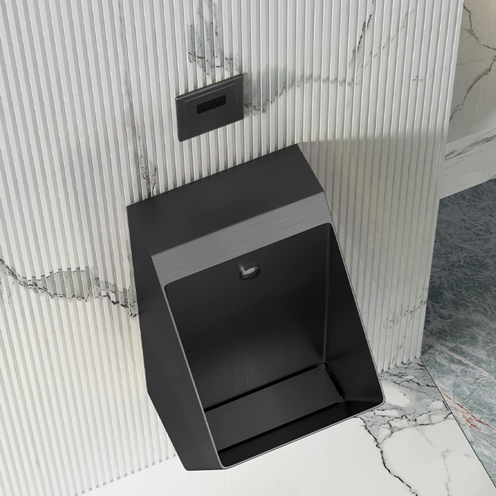 OTQEFTN Urinal, Wall-Mounted Automatic Induction Flushing Men's Standing Drainage Urinal, Smart Flushing Metal Urinal(