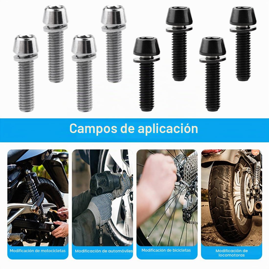 GXGM 12 PCS M5 x 20 mm Tornillos de Perno de Bicicleta, Tornillo de Aleación de Titanio para Bici