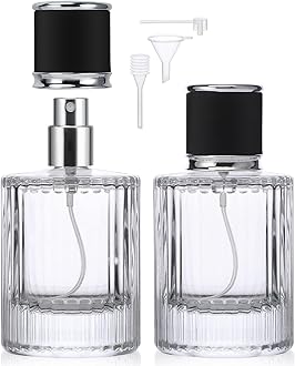 Segbeauty 1.7oz Refillable Perfume Bottle Travel, 50ml Cologne Atomizer Sprayer Empty, 2 Pack Vintage Perfume Bottles Glass Fine Mist Spray Bottle Toiletries Sample Container for Liquids