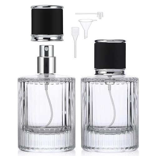 Segbeauty Botella de perfume recargable, pulverizador atomizador de colonia de 1.7 fl oz vacío, paquete de 2 botellas de perfume vintage, botella de