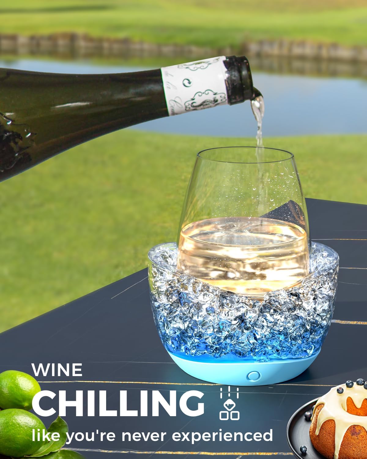 Wine Chiller for Glass Stemless Wine Glass Chiller Keeps Your Glasses of Vino Cold 10 Color Light Modes Separable Wine Essentials Accessories (White) - Image 3
