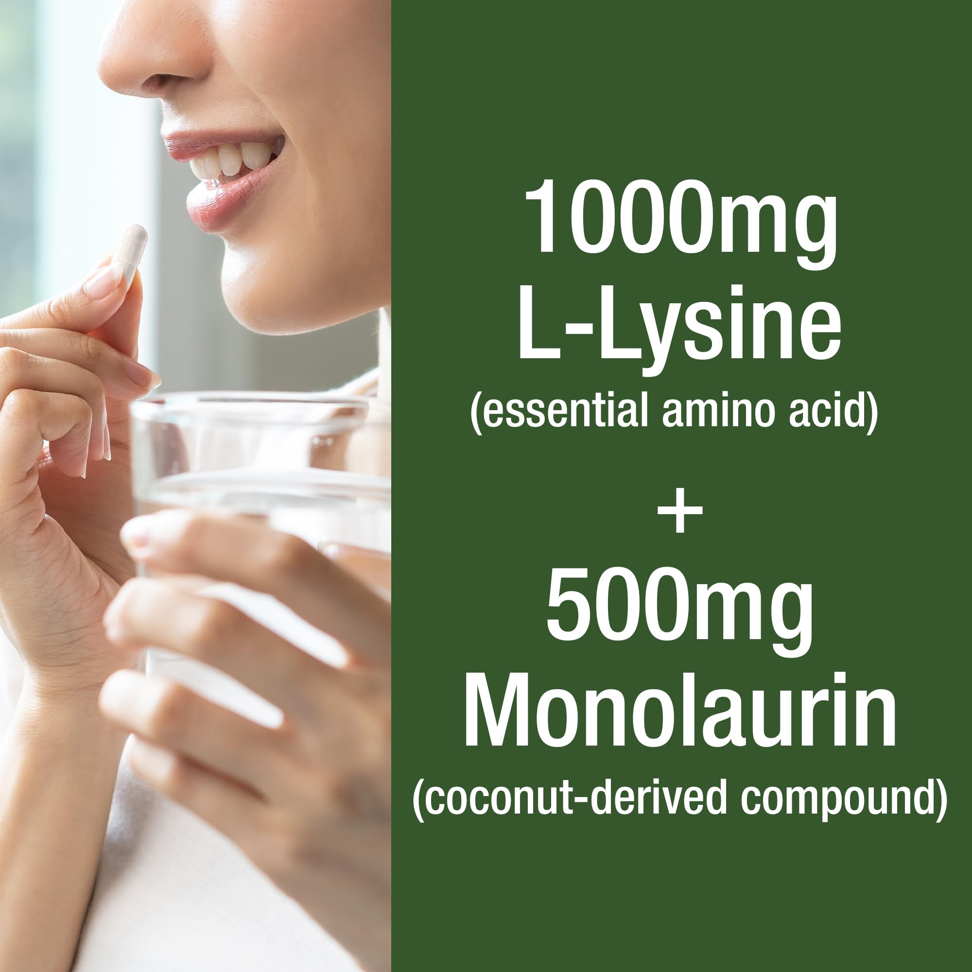 Peak Performance L Lysine 1000mg + Monolaurin 500mg High Potency Supplement — Amazon image 8