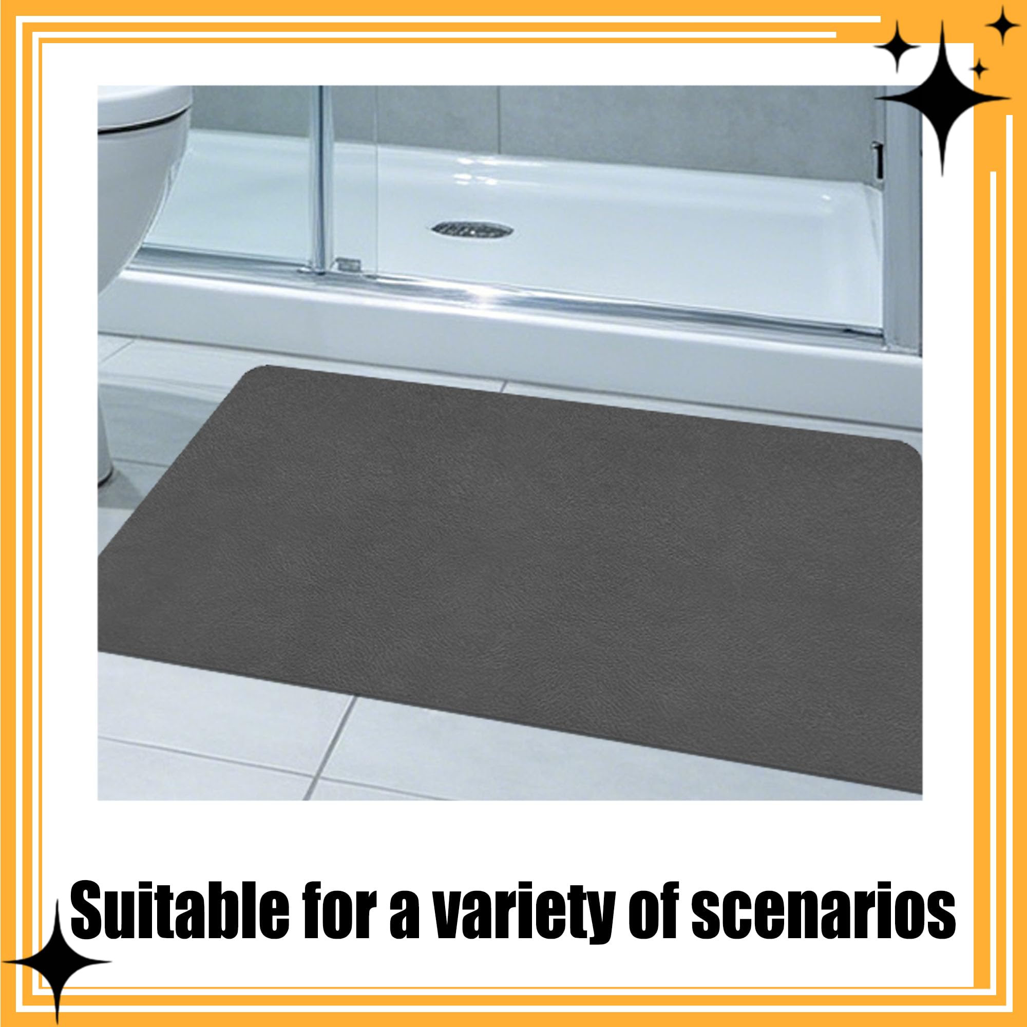 Tappeto Diatomite Bagno Antiscivolo 60 x 60 cm Assorbente Tappetino Bagno Doccia Lavabile Morbido per Pavimento Del Cucina, Piatti, Piante O Animali Domestici, Grigio Scuro