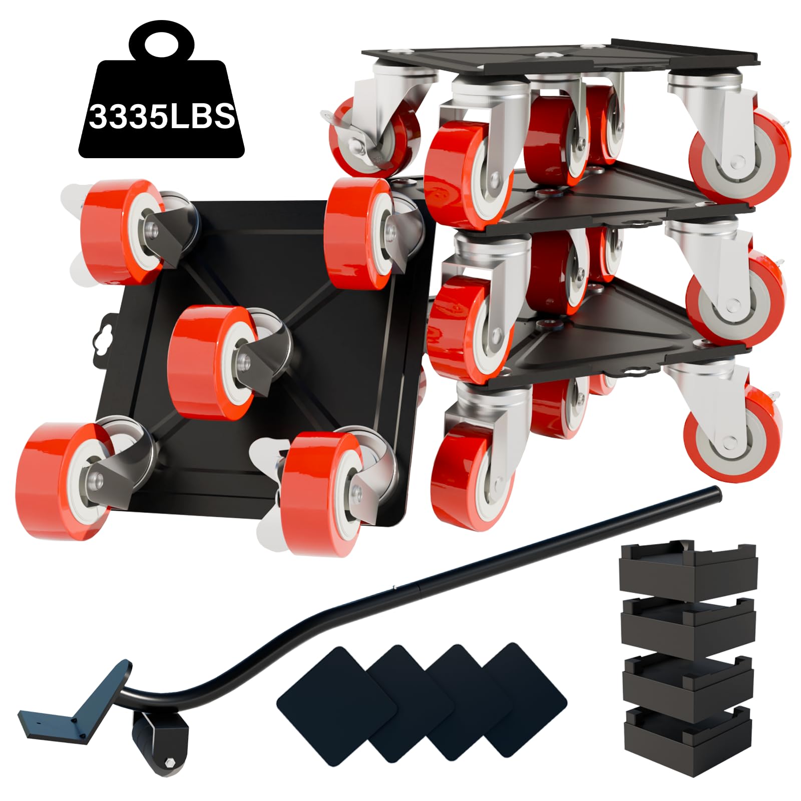 Furniture-Dolly-Furniture-Movers-with-5-Wheels, Furniture Sliders Large Size Carbon Steel Panel Lifter Tool for Moving Heavy Furniture, Furniture Dollies with 2 Brakes, Max Capacity 3335 Ibs — Amazon image 8