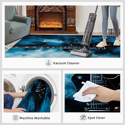 Miniatura 80 de Alfombra de instrumentos musicales – Alfombras de 4 x 5 pies para sala de estar, alfombra de área musical, alfombra de área musical, alfombra