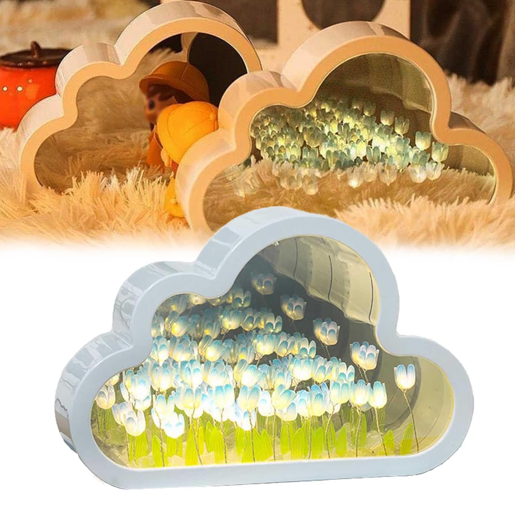 Infinite Petals Celestial Mirror, Cloud Tulip Lamp Night Light