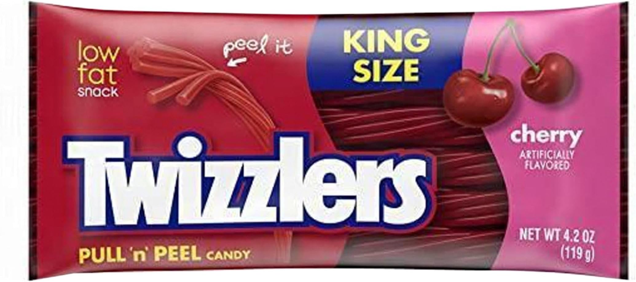 Twizzlers Pull 'n' Peel Cherry flavoured American Candy, 119g Bag