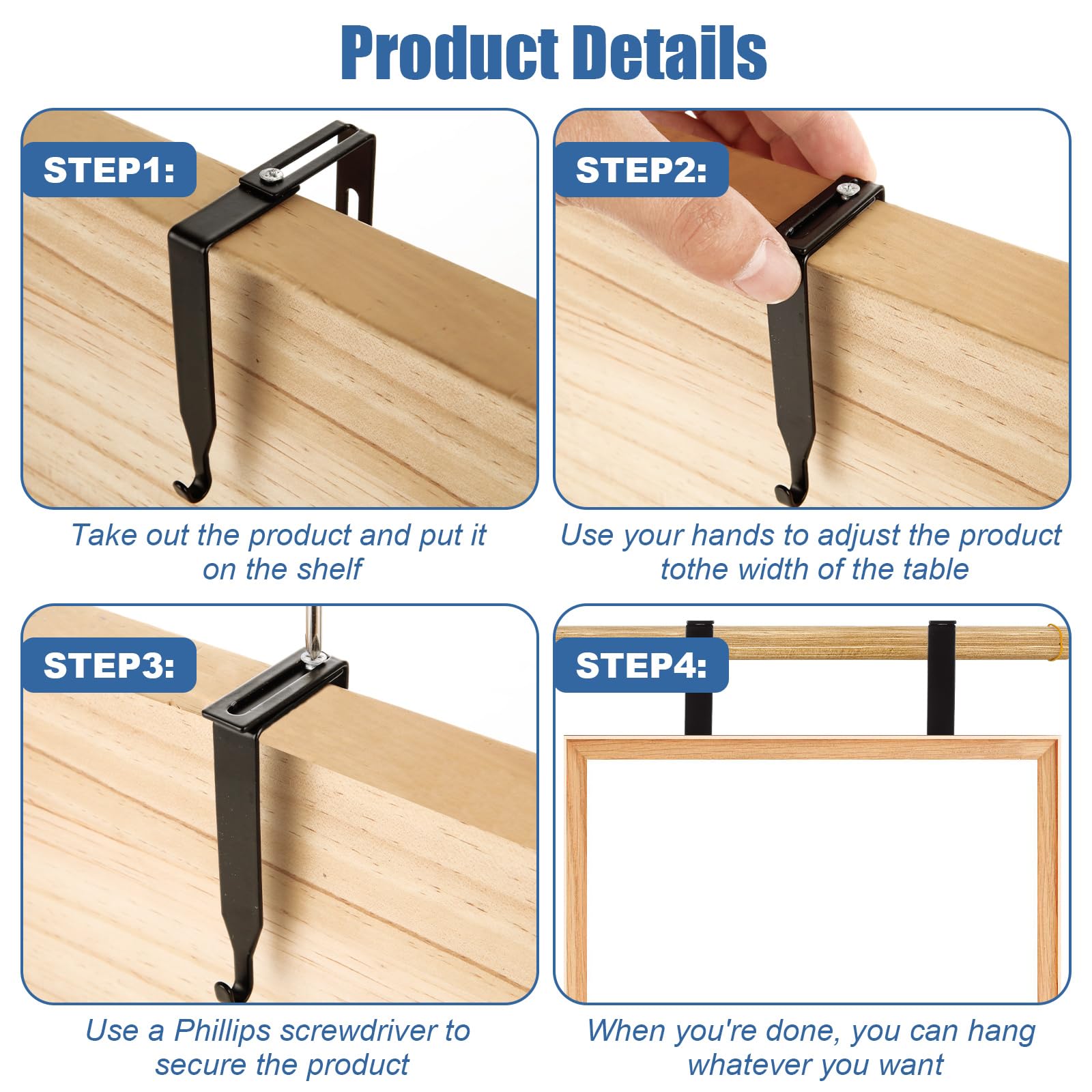 18 Pack Adjustable Cubicle Hooks Cubicle Hangers Metal Black Universal |  Desertcart Seychelles, image size:1600x1600