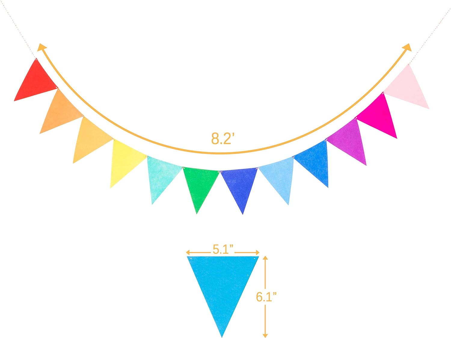 LOVENJOY 5 Assembled Felt Rainbow Banner Garlands, Colorful Pennant Buntings for Classroom or Birthday Party Decoration