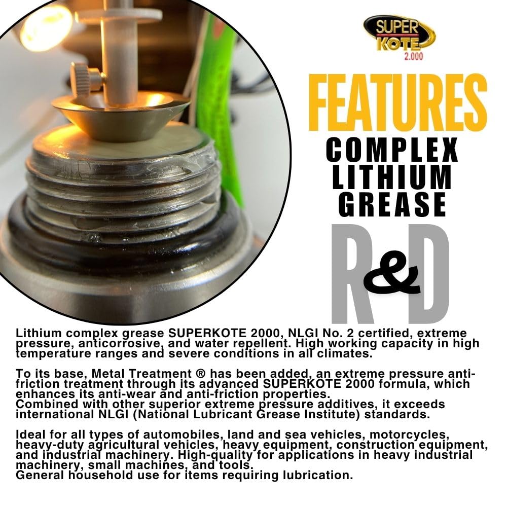 Lithium Complex Grease | Lubricant | Superkote 2000 Multipurpose | NLGI 2 | EP | High Temp | Automotive | Construction | Industry | Gear | Wheel Bearing | Axle | Ball Joint | White | 35 LB Pail