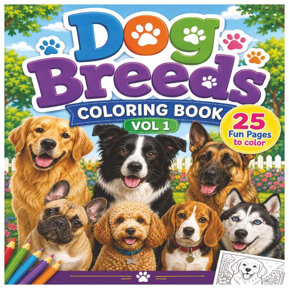 Dog Breeds Coloring Book Vol.1