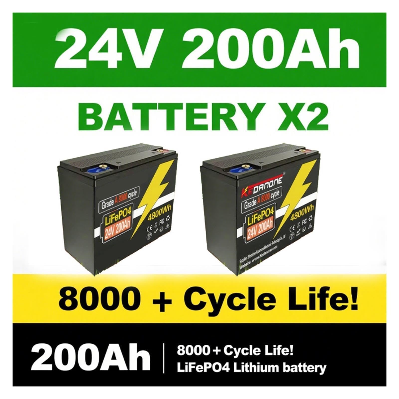 Pacco batteria Lifepo4 24v 200Ah BMS integrato da 200A