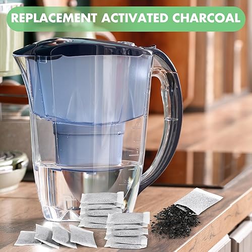 Miniatura 5 de Lounsweer 100 filtros de agua de carbón activado, filtros de destilador de cáscara de coco, sobres de carbón activado para la mayoría de