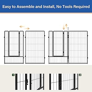 PETREEK Dog Playpen 36 inch 4 Panels for Indoor & Outdoor Use Heavy-Duty Metal Pet Fence with Ground Stakes, Rounded Ball Tops for Safety, Stable & Foldable Design, Easy to Assemble