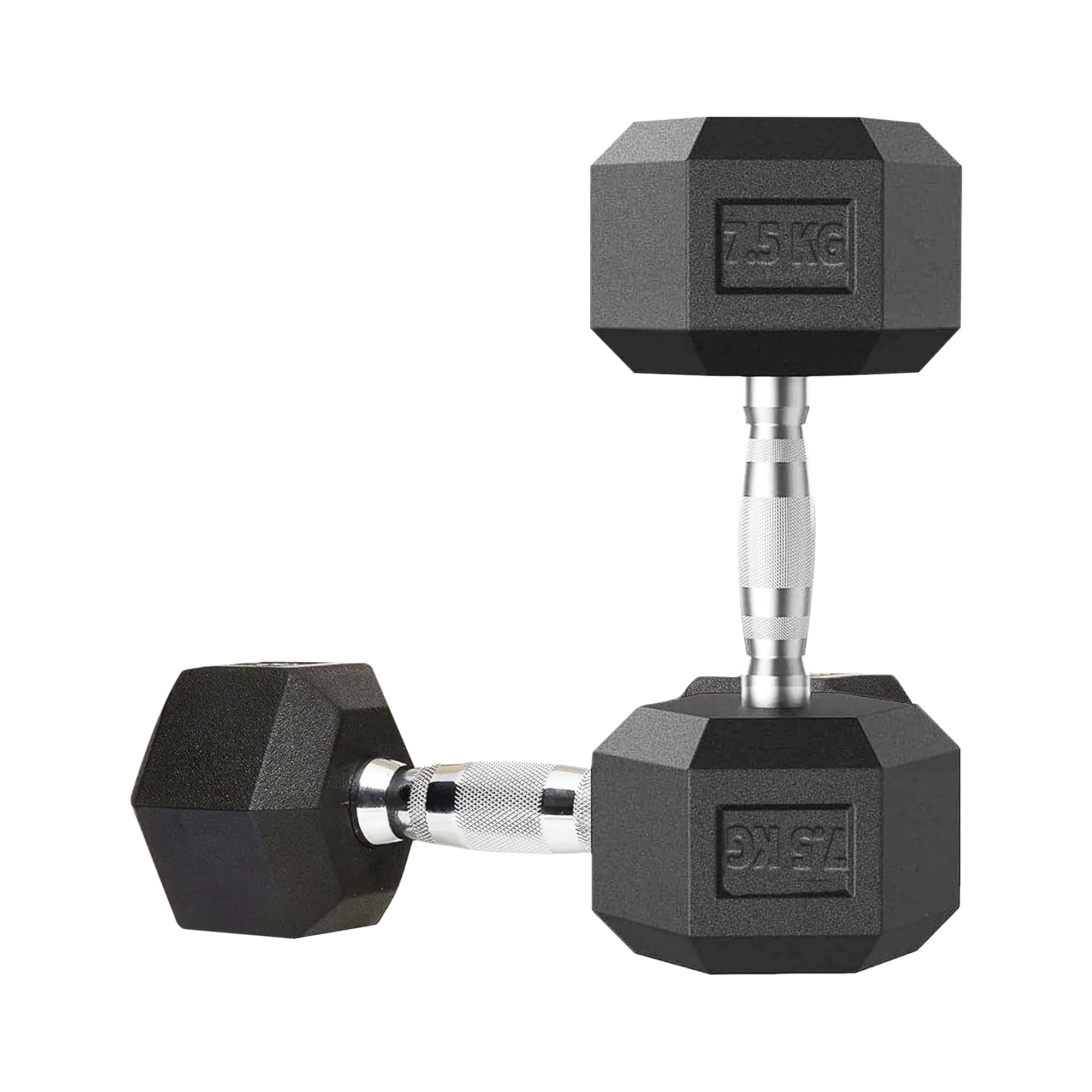 MAXSTRENGTH Set di manubri esagonali da 7,5 kg, 10 kg, 15 kg, singoli o paio, in gomma sintetica con rivestimento in ghisa, per allenamento della forza in casa o in palestra