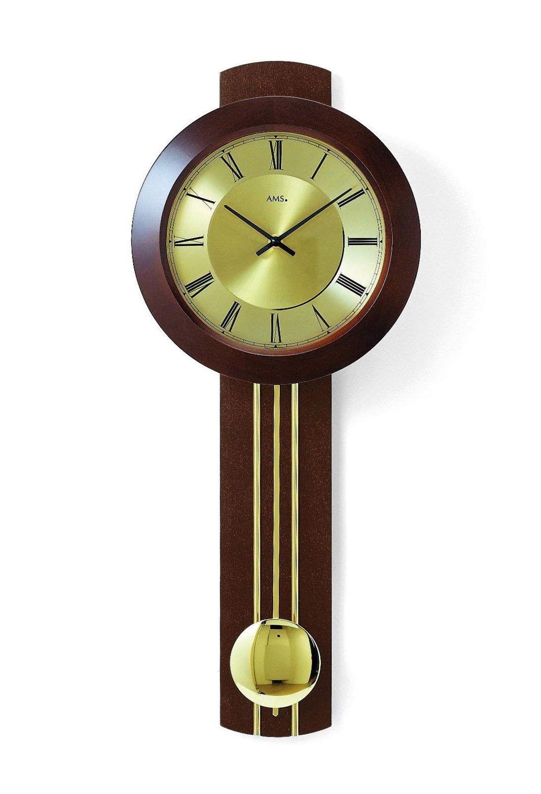AMS 5132/1 Radio-Controlled Pendulum Wall Clock, front view