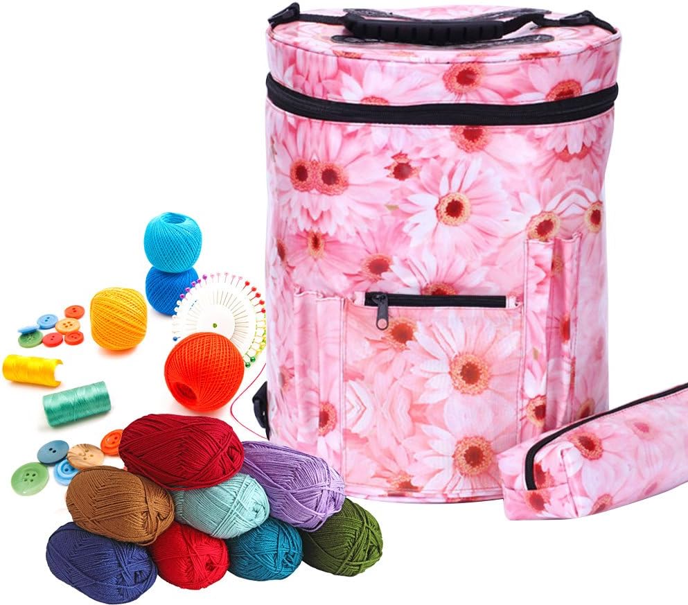 Large Knitting Tote Bag Yarn Storage Organizer Bag Drum