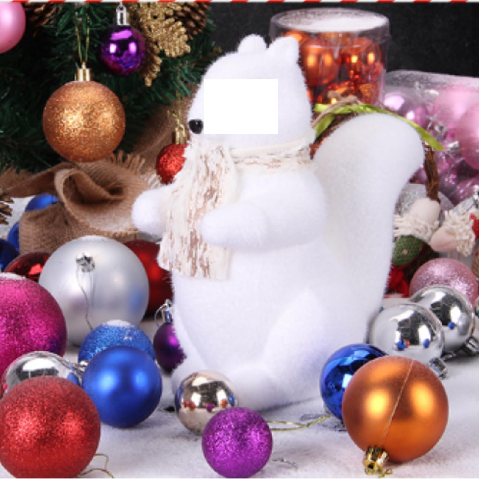 Weihnachtskugeln Christbaumschmuck Aus Kunststoff, 8 cm Durchmesser, Mit 24 Kugeln Weihnachtsdeko,Christbaumkugel(Blue)